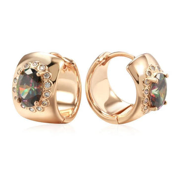 Fashion 14K Filled Rose Gold Colourful AAA Zircon Crystals Big Earrings - Fashion Party Daily Jewellery
